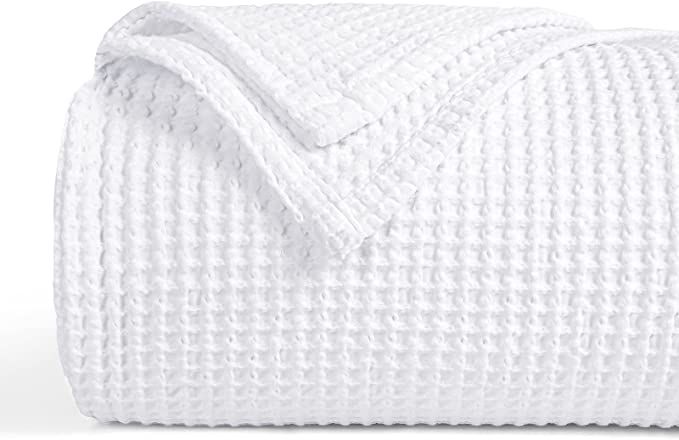 PHF 100% Cotton Waffle Weave Blanket Queen Size 90"x90"- Washed Warm Soft Lightweight Breathable ... | Amazon (US)