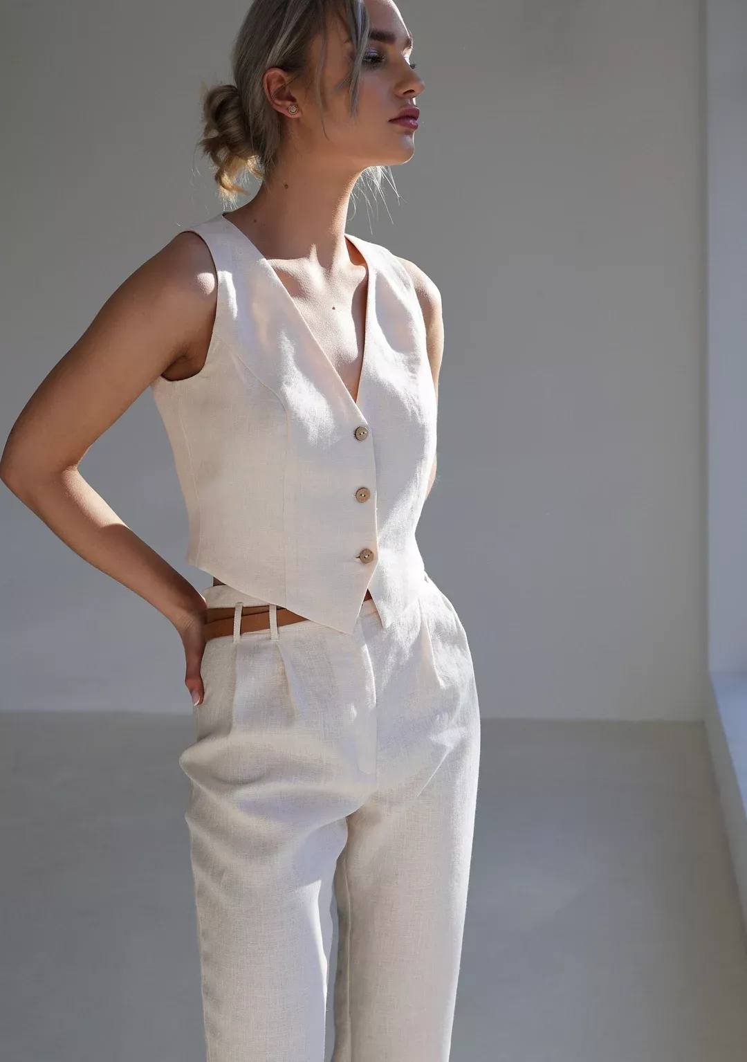 UATKIMI Women's Cotton Linen Vest … curated on LTK