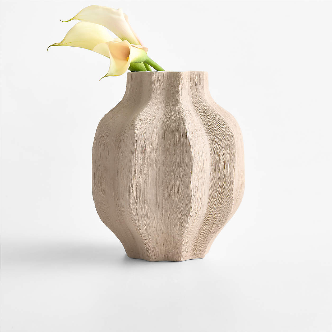 Waverly Small Taupe Porcelain 7.5" Vase | Crate & Barrel | Crate & Barrel