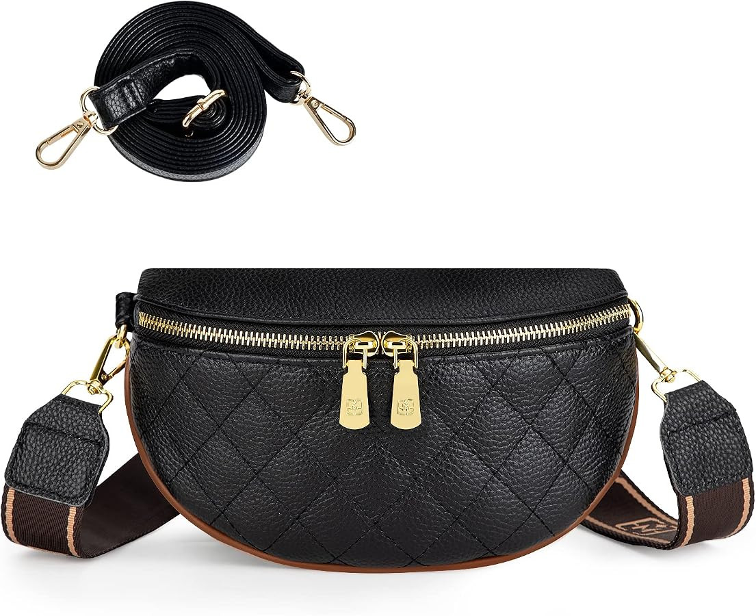 Cross Body Bag Shoulder Purses for Women Trendy Small Genuine Leather Belt Sling Bum Fashion Fann... | Amazon (US)