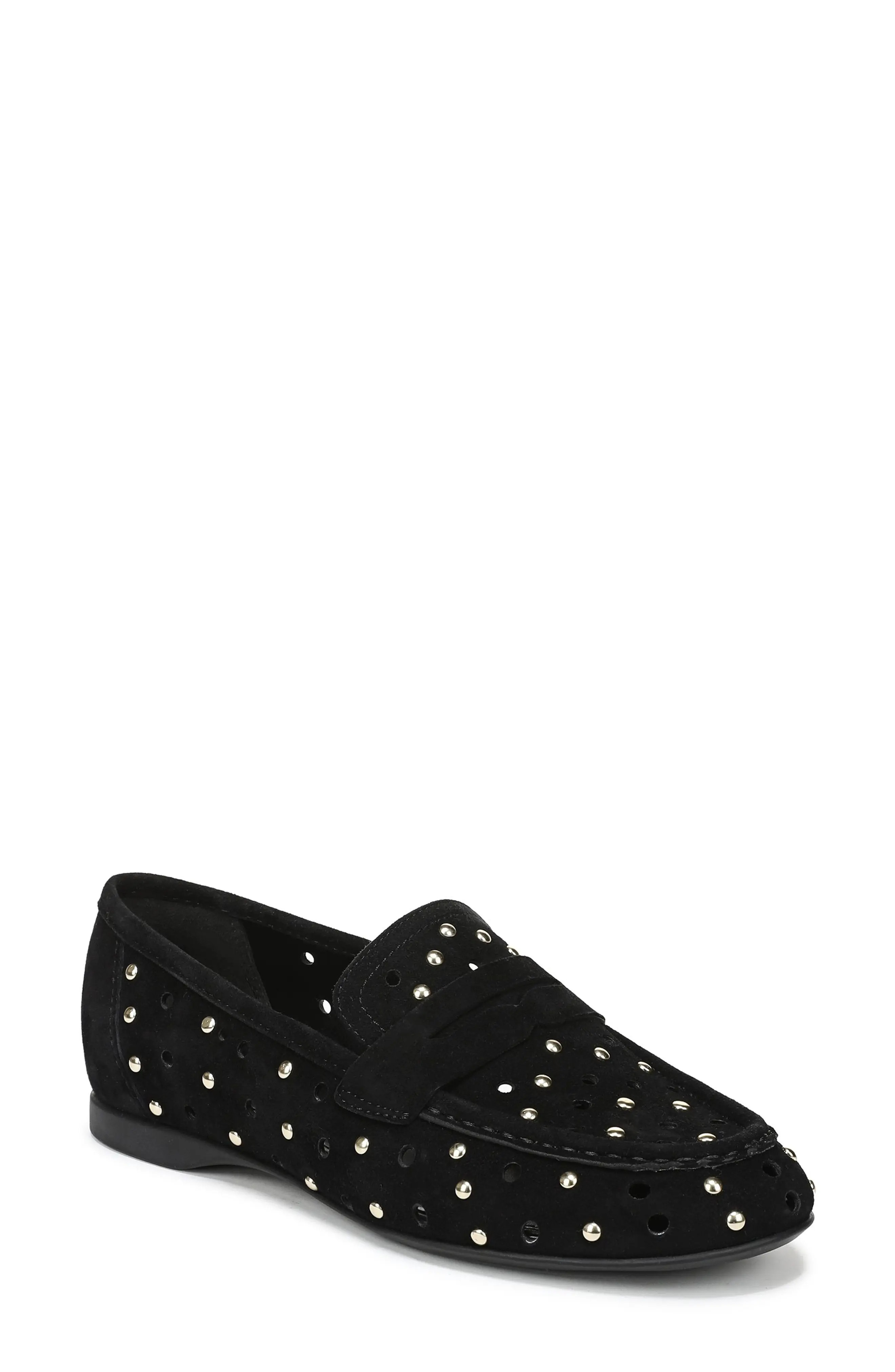 Naturalizer Bloom Stud Penny Loafer in Black Suede at Nordstrom, Size 5 | Nordstrom