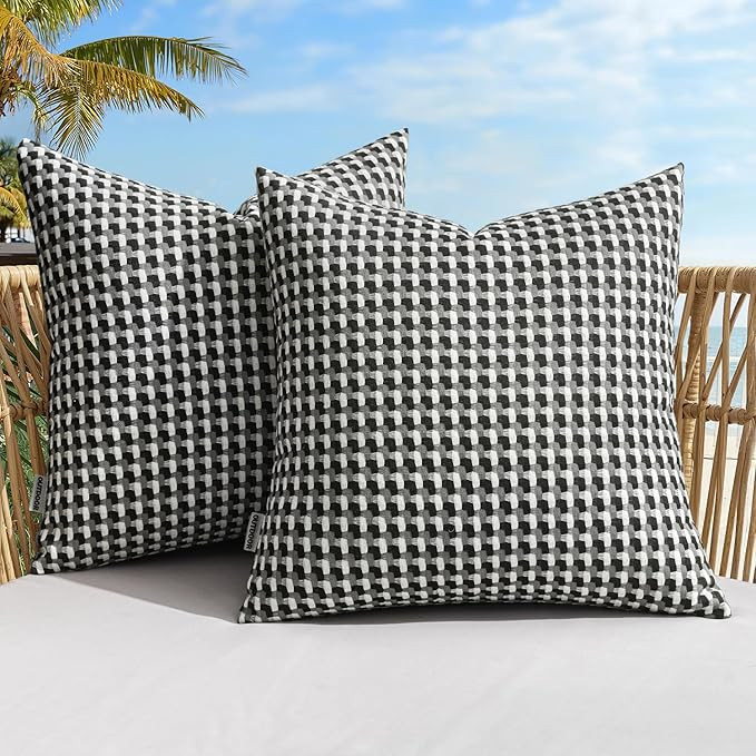 Amazon.com: MIULEE Outdoor Texture Throw Pillow Covers Waterproof Pack of 2 Decorative Woven Farm... | Amazon (US)
