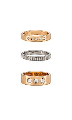 Ettika Diamond Detail Ring Set in Gold from Revolve.com | Revolve Clothing (Global)