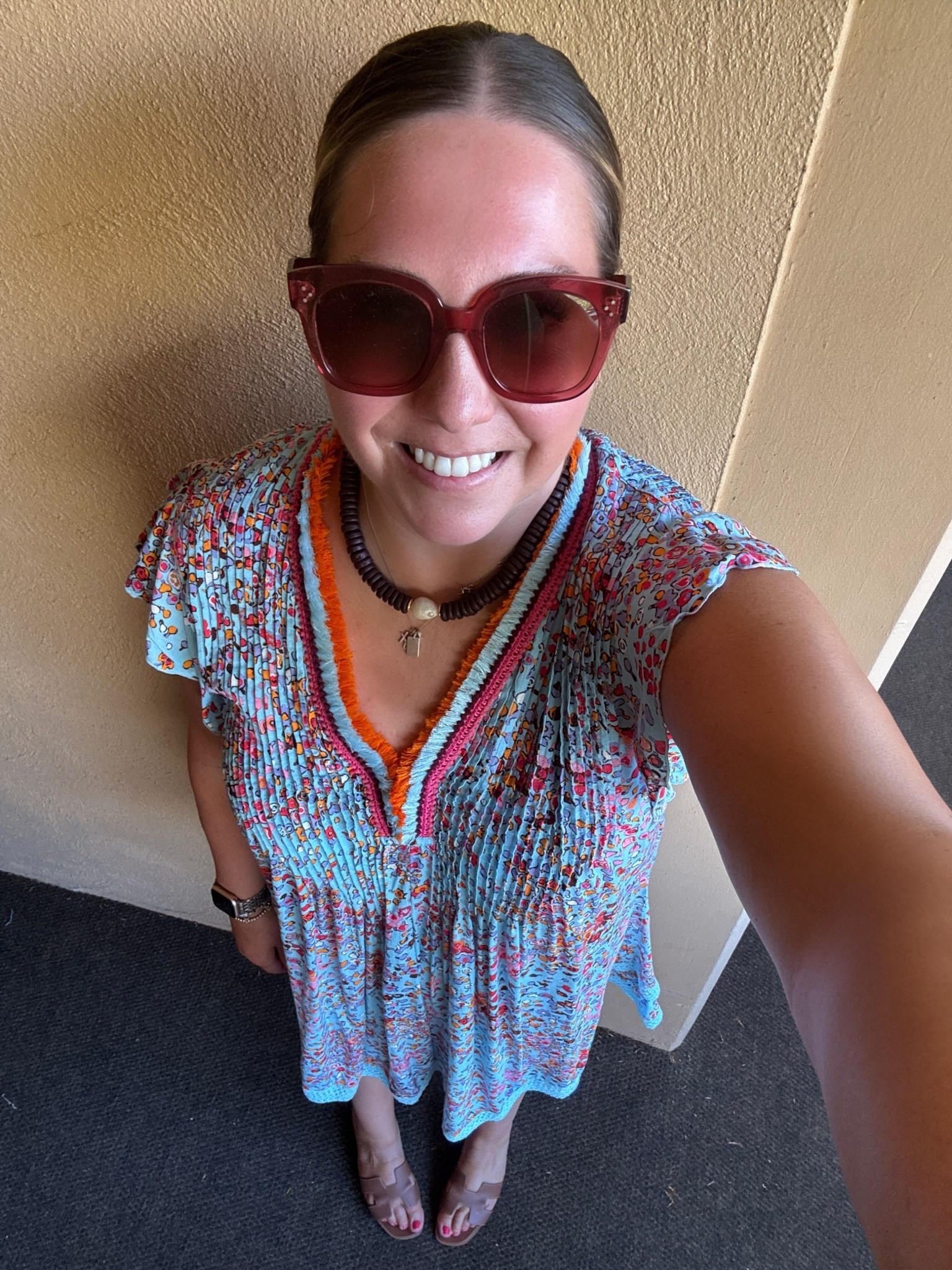 Another day, another Poupette St. Barths dress. I absolutely love this style of dress and all the fun prints. I find them so easy to travel with and wear. I feel like they never go out of style for a warm weather vacation   I paired it with a fun beaded necklace, pink sunnies and my favorite leather sandals. 

#LTKSeasonal #LTKStyleTip #LTKTravel