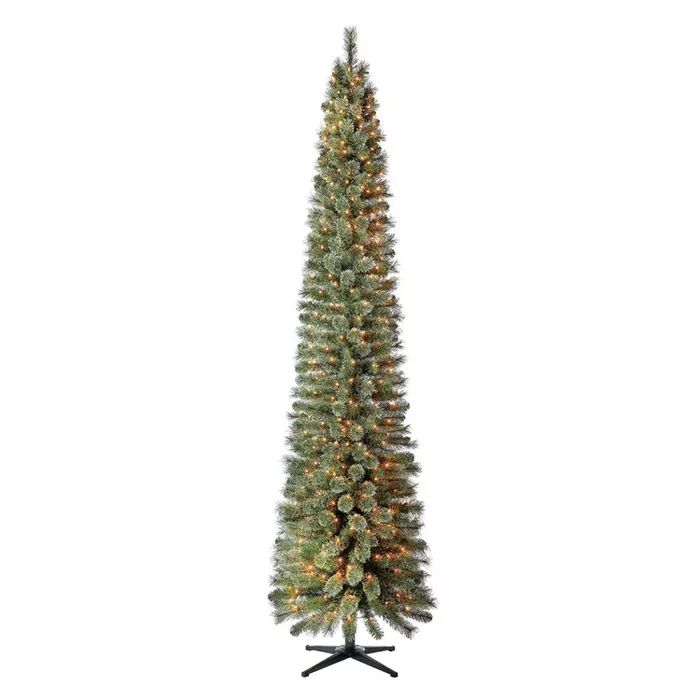 Home Heritage 9 Foot Pre-Lit Skinny Artificial Stanley Pencil Pine Christmas Tree with Clear Whit... | Target