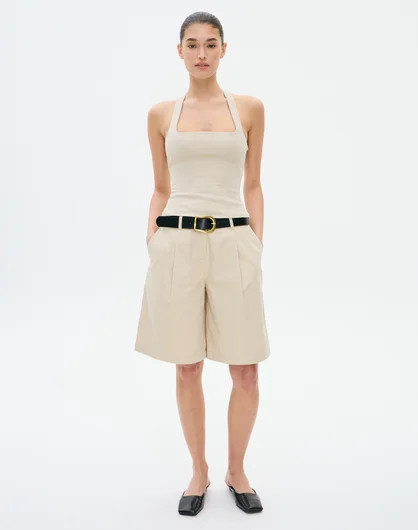 Mid Rise Tailored Longline Short in Utility Beige | Glassons US | Glassons (Australia)