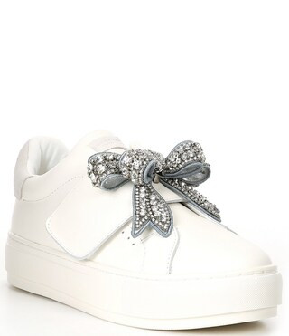 Kurt Geiger London Laney Eagle Head Crystal Bow Leather Platform Sneakers | Dillard's | Dillard's
