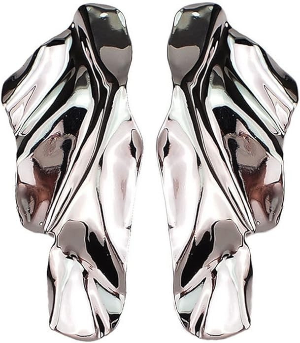 Statement Geometric Texture Earrings for Women Girls,Large Fashion Irregular Minimalism Metal Sim... | Amazon (US)