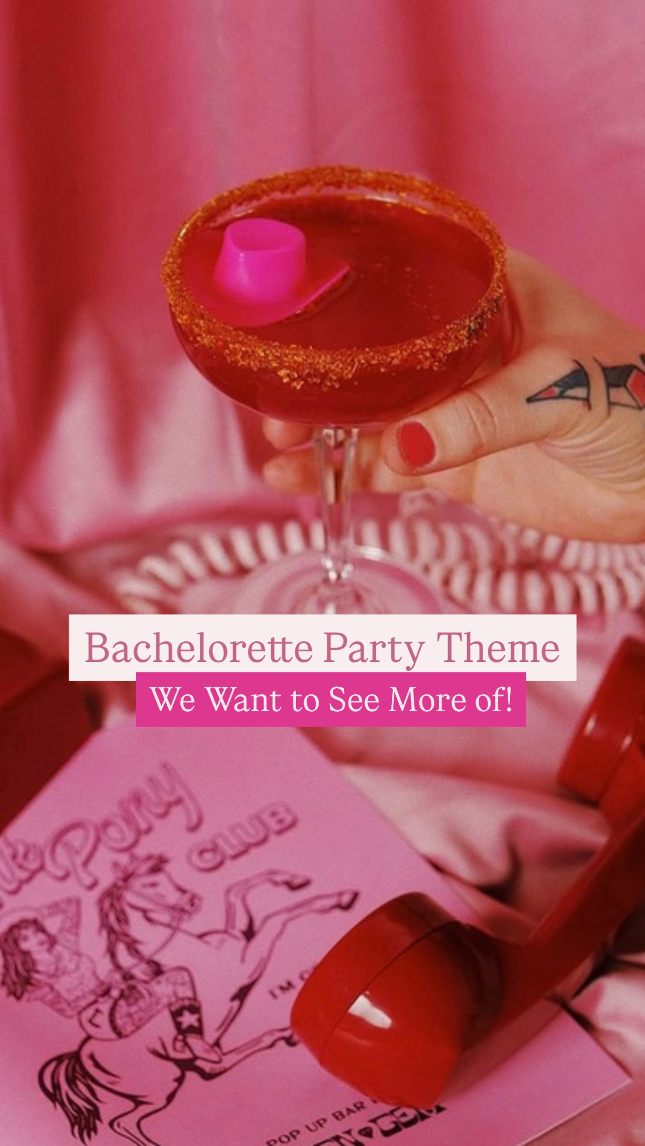 Looking for a unique theme for a bachelorette party? We love this idea for “She’s Going to the Chappell (Roan)”  Straight outta your pink pony dreams. Think rhinestone cowgirl meets Barbiecore with a side of hot pink tulle and disco saddles. 💅🐎✨ 

#LTKWedding #LTKParties #LTKWatchNow