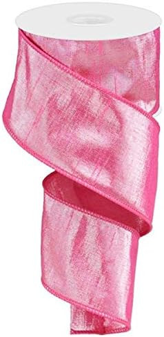 Metallic Dupioni Wired Edge Ribbon, 10 Yards (Hot Pink, Silver, 2.5 Inch) | Amazon (US)