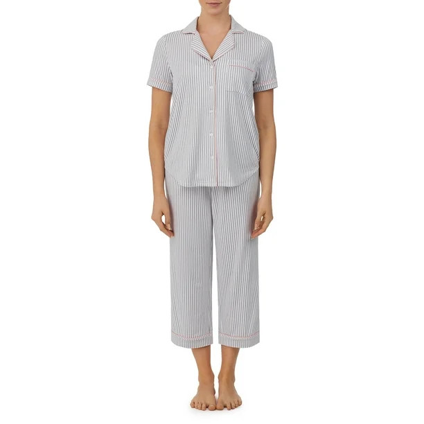 Secret Treasures Women's and Women's plus Traditional Short Sleeve Notch Collar Knit PJ - Walmart... | Walmart (US)