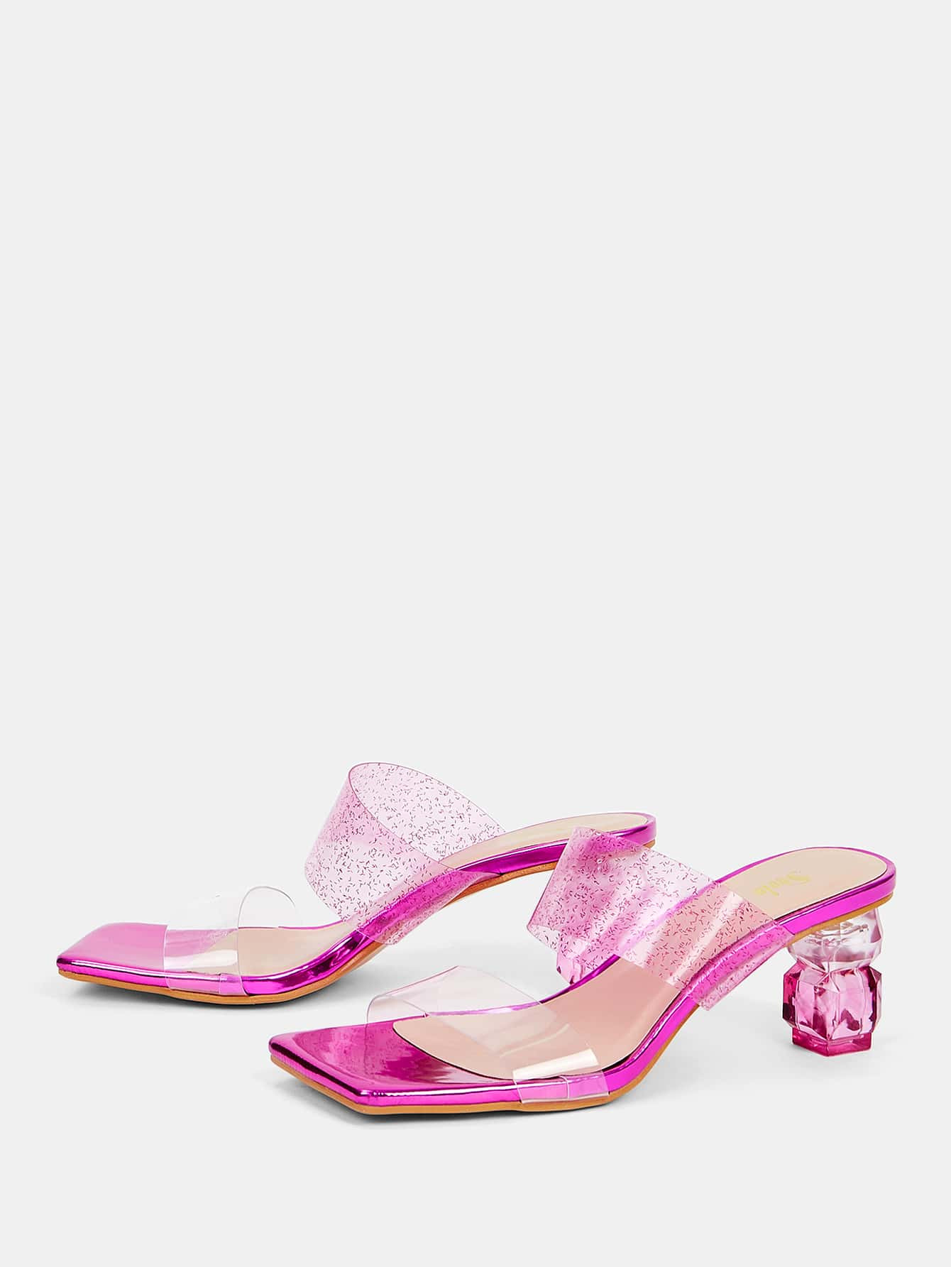 New
     
      Double Strap Sculptural Heeled Mule Sandals | SHEIN
