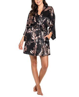 Midnight Bakery Women's Floral Hammered Satin Robe - Macy's | Macy's