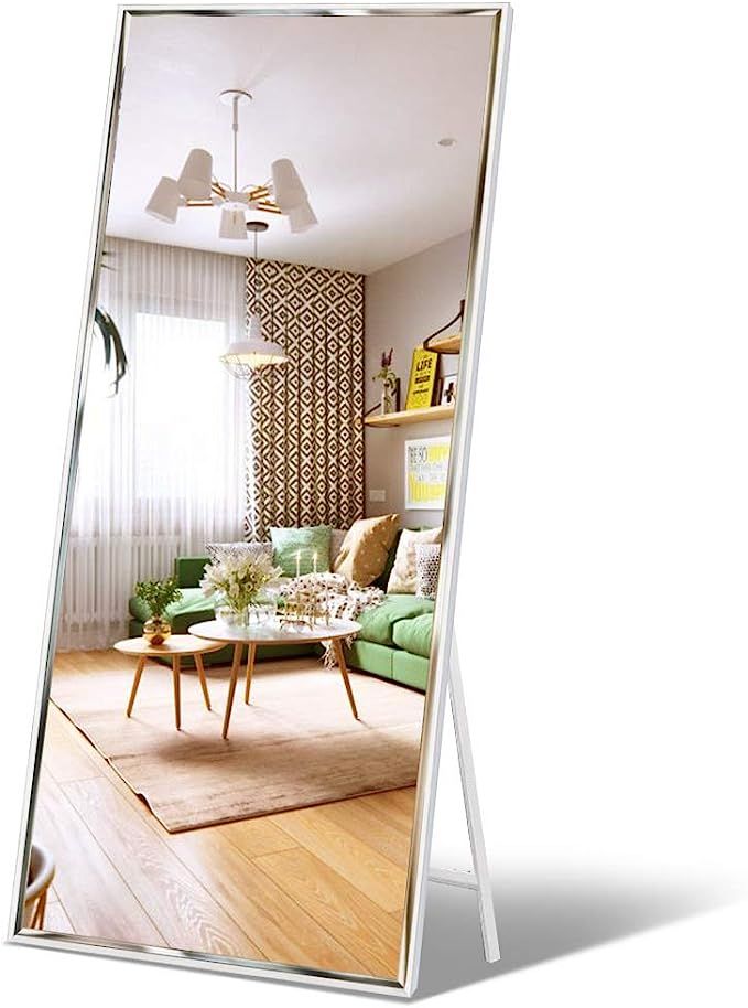 Full Length Mirror 65"x23.6" Standing, Wall Hanging, Vertical White Frame HD Rectangle Full Body ... | Amazon (US)