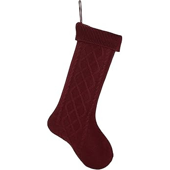 Elanze Designs Burgundy 18.5 inch Cable Knit Christmas Stocking with Ribbed Cuff | Amazon (US)
