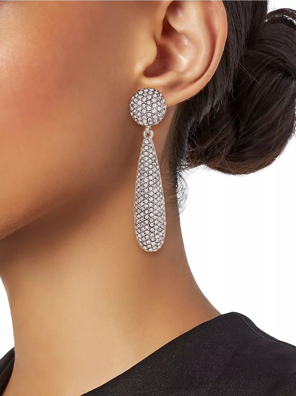 Pavé Silvertone Teardrop Earrings | Saks Fifth Avenue