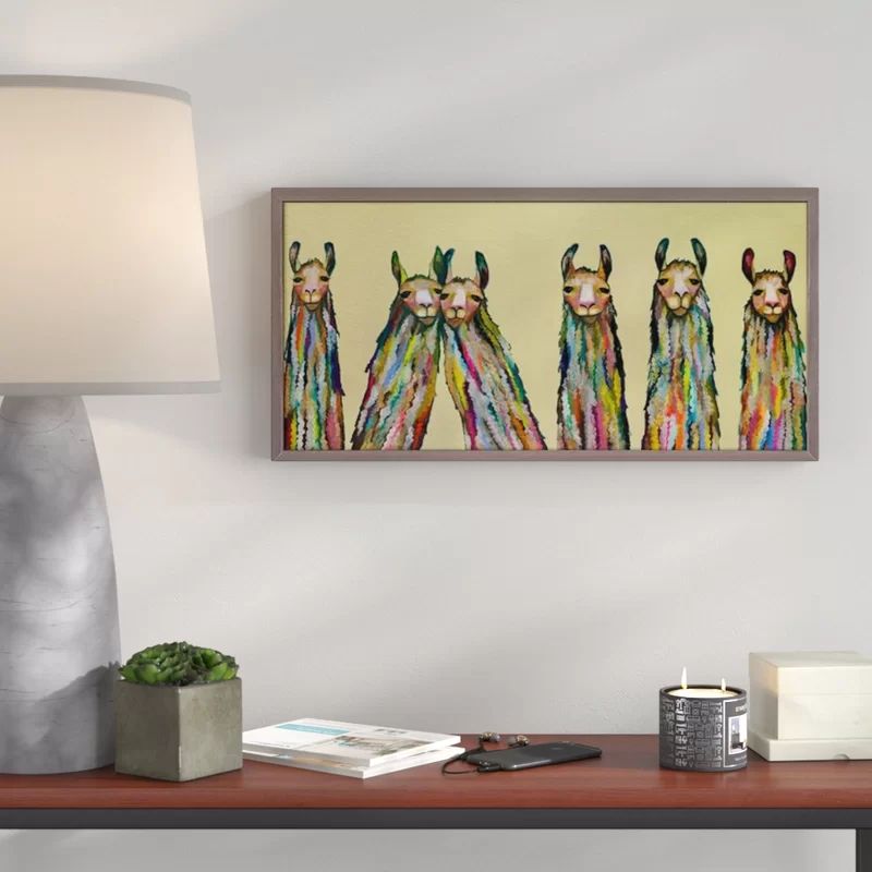 'Six Lively Llamas' Framed Acrylic Painting Print on Canvas | Wayfair North America