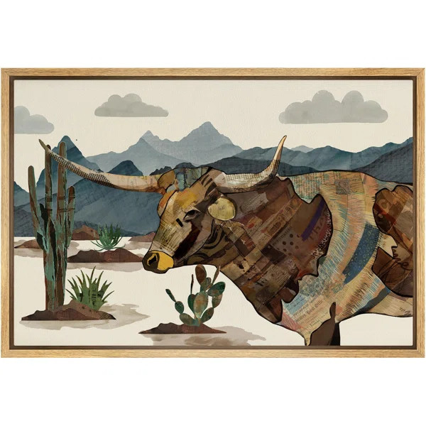 Animals " Western Decor Longhorn Cow Portrait Animals Wildlife Mountain Nature Artwork Modern Art... | Wayfair North America