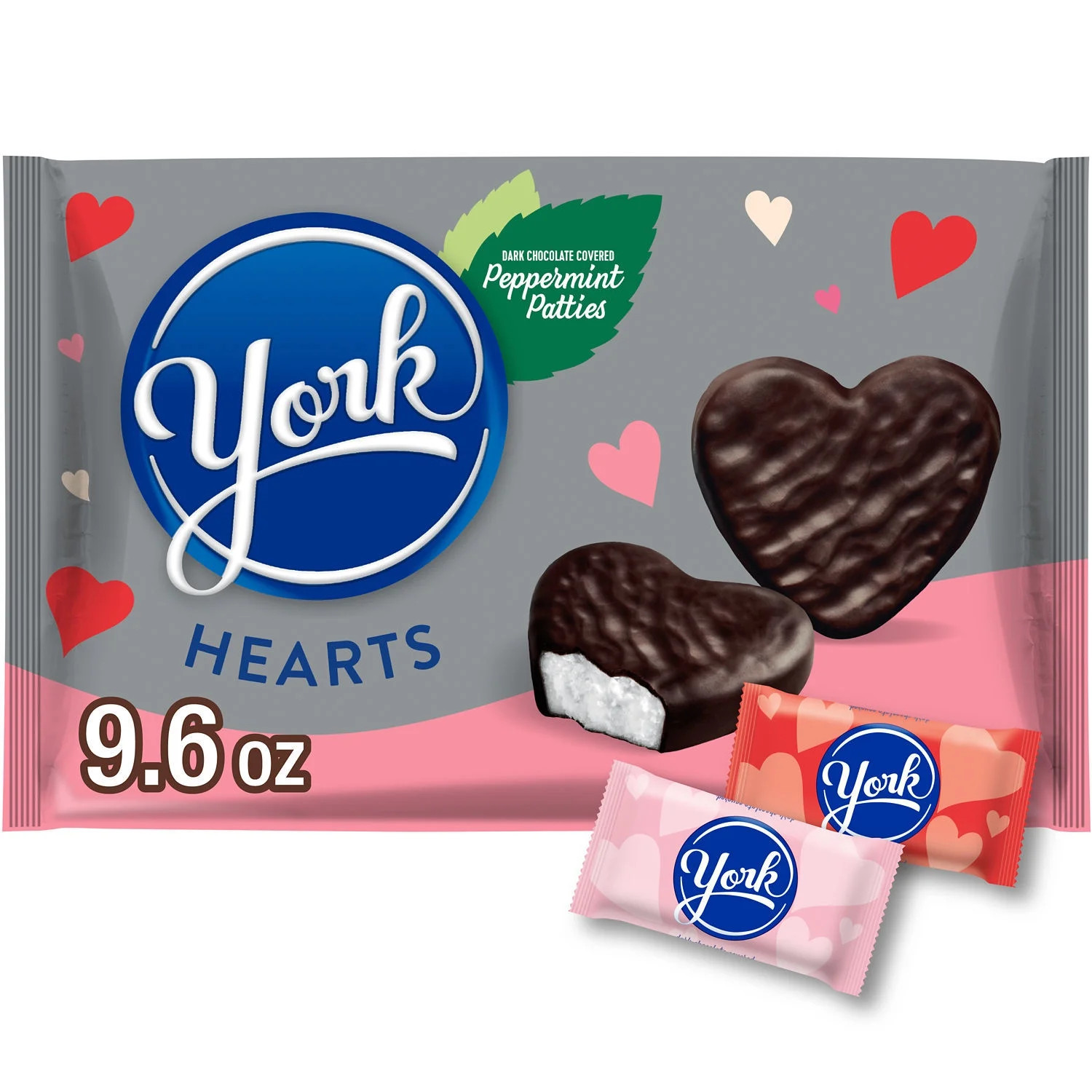 YORK Dark Chocolate Peppermint Patties Hearts, Valentine's Candy Bag, 9.6 oz | Walmart (US)