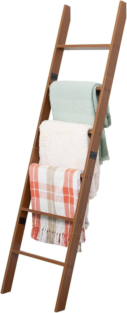 RELODECOR 6-Foot Wall Leaning Blanket Ladder, Laminate Snag Free Construction (Brown) Farmhouse Q... | Amazon (US)