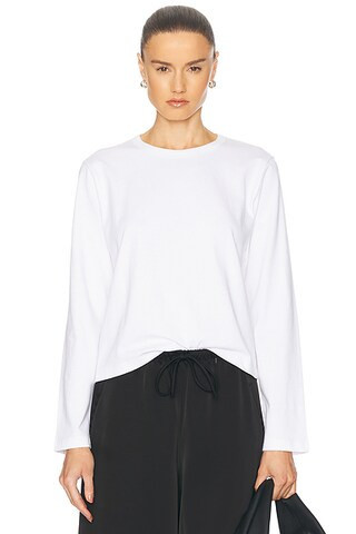 LESET Margo Long Sleeve Top in White - White. Size XS (also in ). | FWRD 