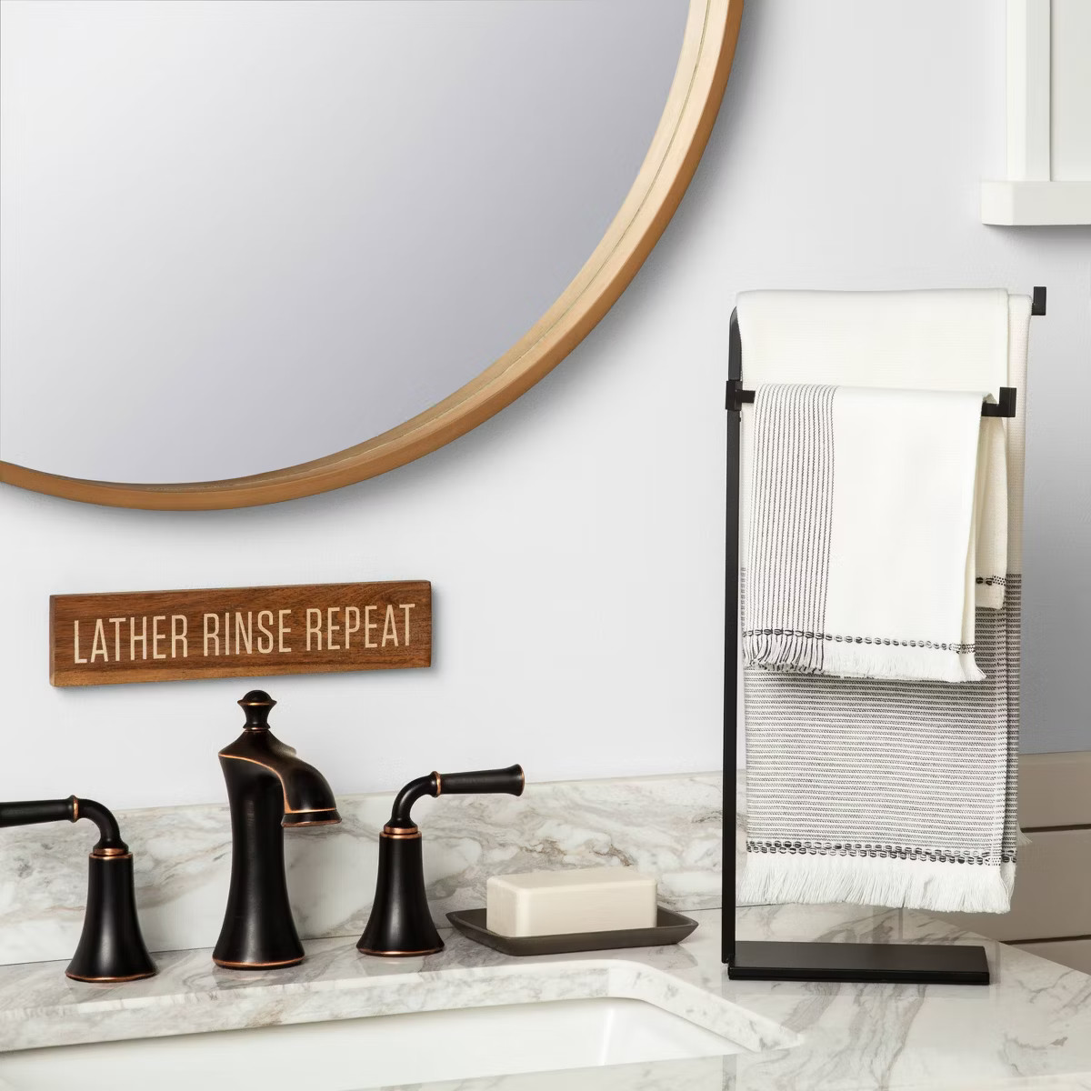 Metal Hand Towel Stand Matte Black - Hearth & Hand™ with Magnolia: Compact Bathroom Organizer | Target