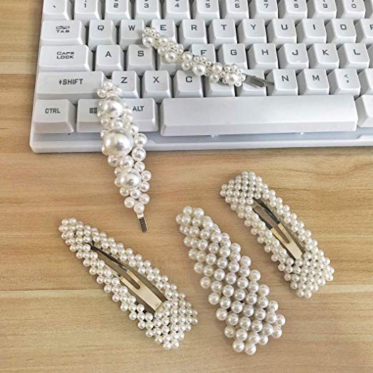 Messen Artificial Pearls Hair Clips 5Pcs Large Hair Barrettes Decorative for Wedding Birthday Gif... | Amazon (US)