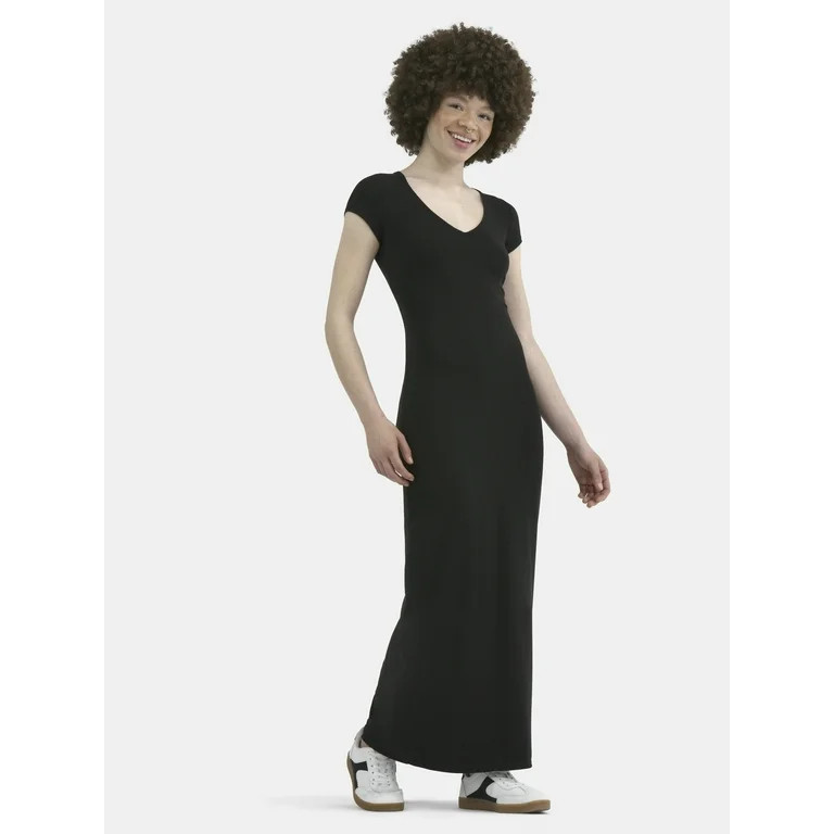 No Boundaries Bodycon Maxi Dress with Cap Sleeves, Women's - Walmart.com | Walmart (US)