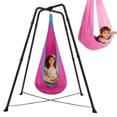 G TALECO GEAR Swing Stand Frame with Sensory/Pod Chair, X-Shaped Swing Set, Metal Hammock Chair Stand for for Kids and Adults Indoor and Outdoor 330LBS, Deep Pink Gradient | Walmart (US)