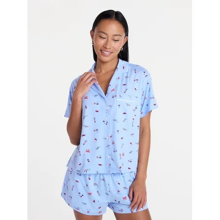 Fourth of July Women s Notch Top and Shorts Pajama Set from Way to Celebrate 2-Piece Sizes XS-3X | Walmart (US)