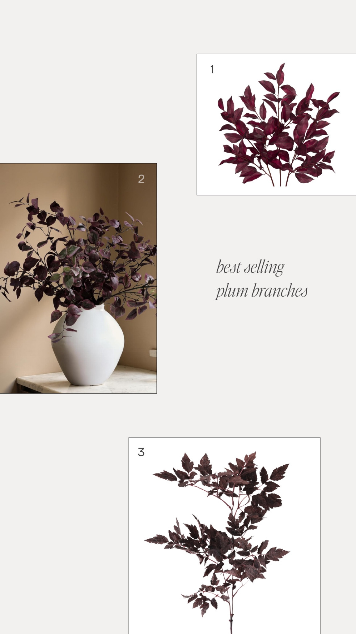 Best selling faux plum and burgundy branches on Amazon 
