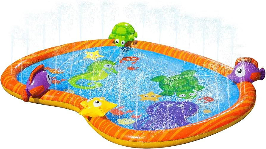 BANZAI 58 Inch Sprinkle Friends Play Mat, Watermat | Amazon (US)