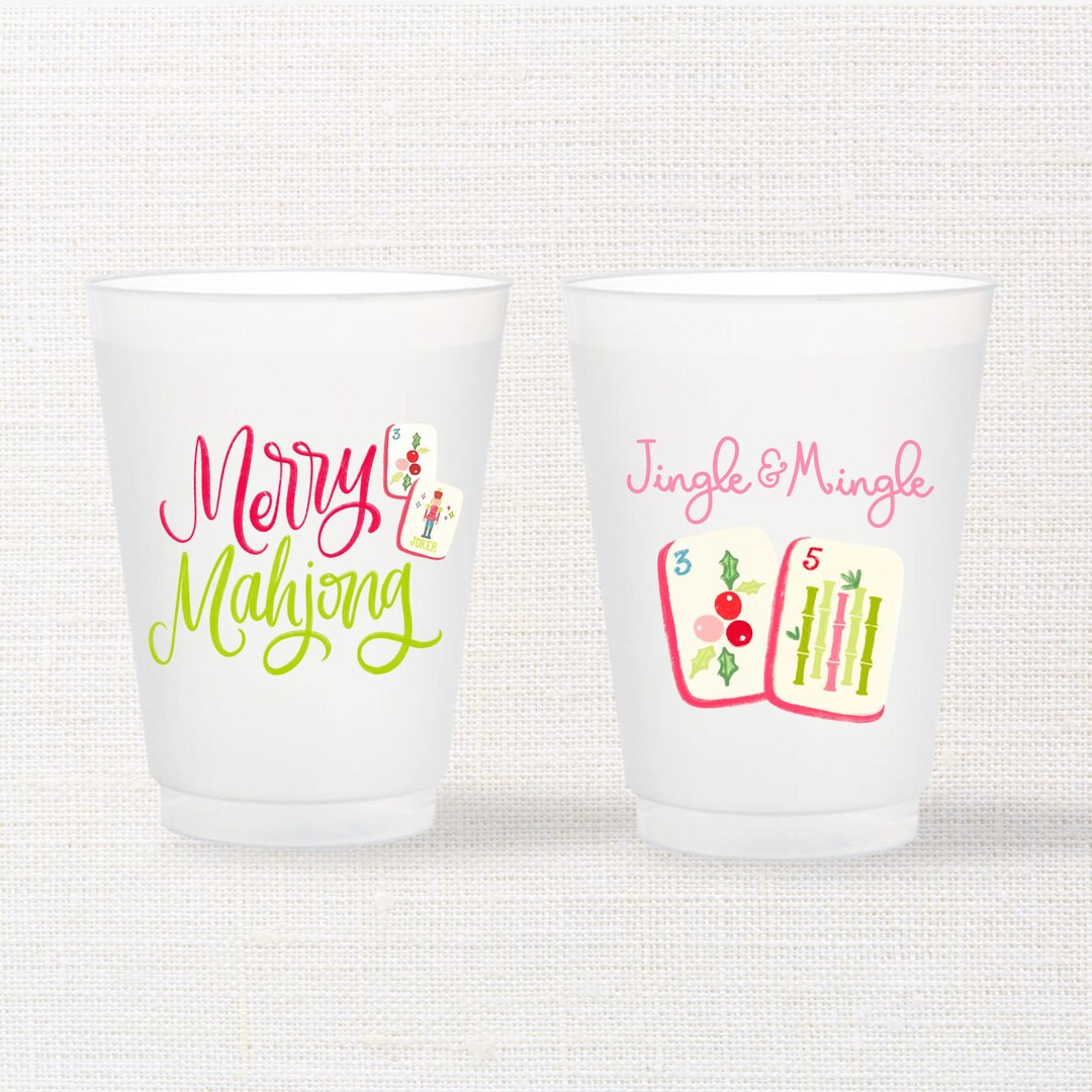 Mahjong Frosted Cups Merry Mahjong Cups Christmas Plastic Cups - Etsy | Etsy (US)