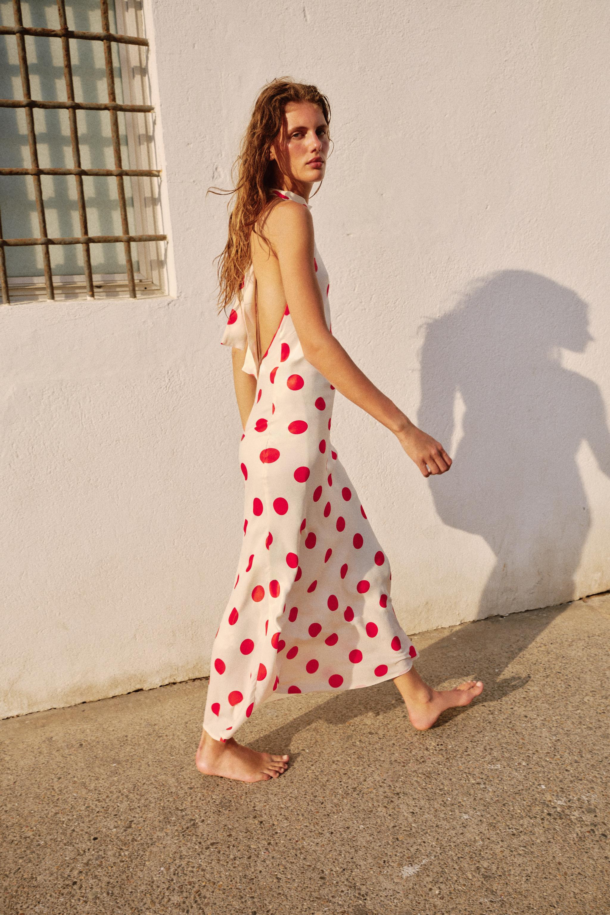 POLKA DOT HALTER MIDI DRESS | Zara US