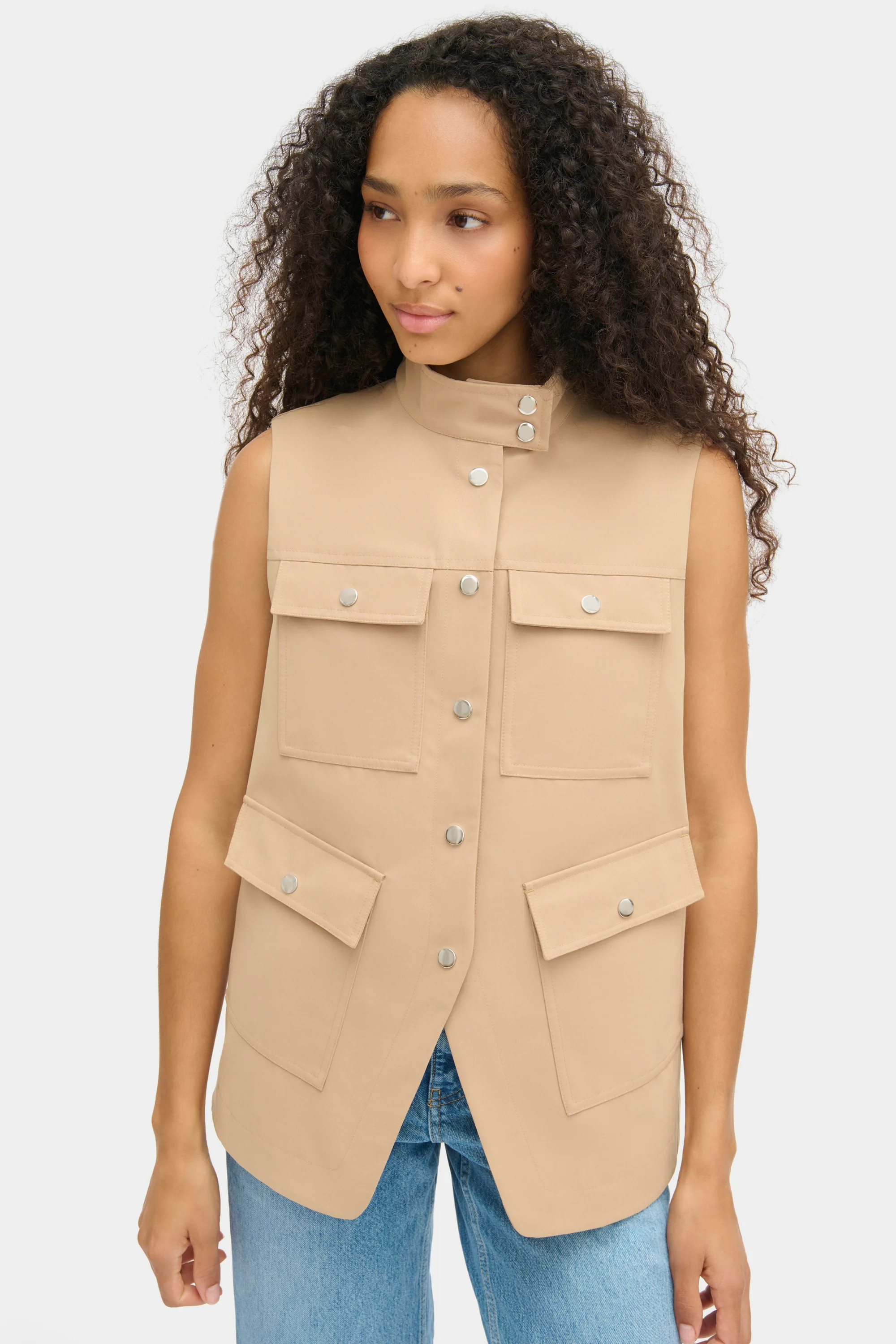 ALIGNE Sleeveless Funnel Gilet - Camel | Brody | ALIGNE USA