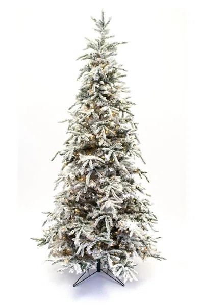 Flocked Balsam Prelit 9' Green Pine Tree Artificial Christmas Tree with 800 Clear UL lights | Wayfair North America