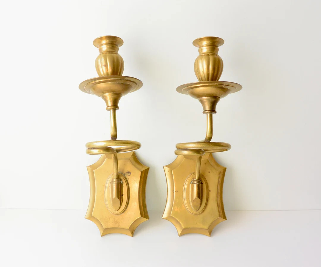 Two Piece Brass Wall Candle Holder / Sconce Set / Decoration / Wall Decor / Gallery Art / Home Li... | Etsy (US)