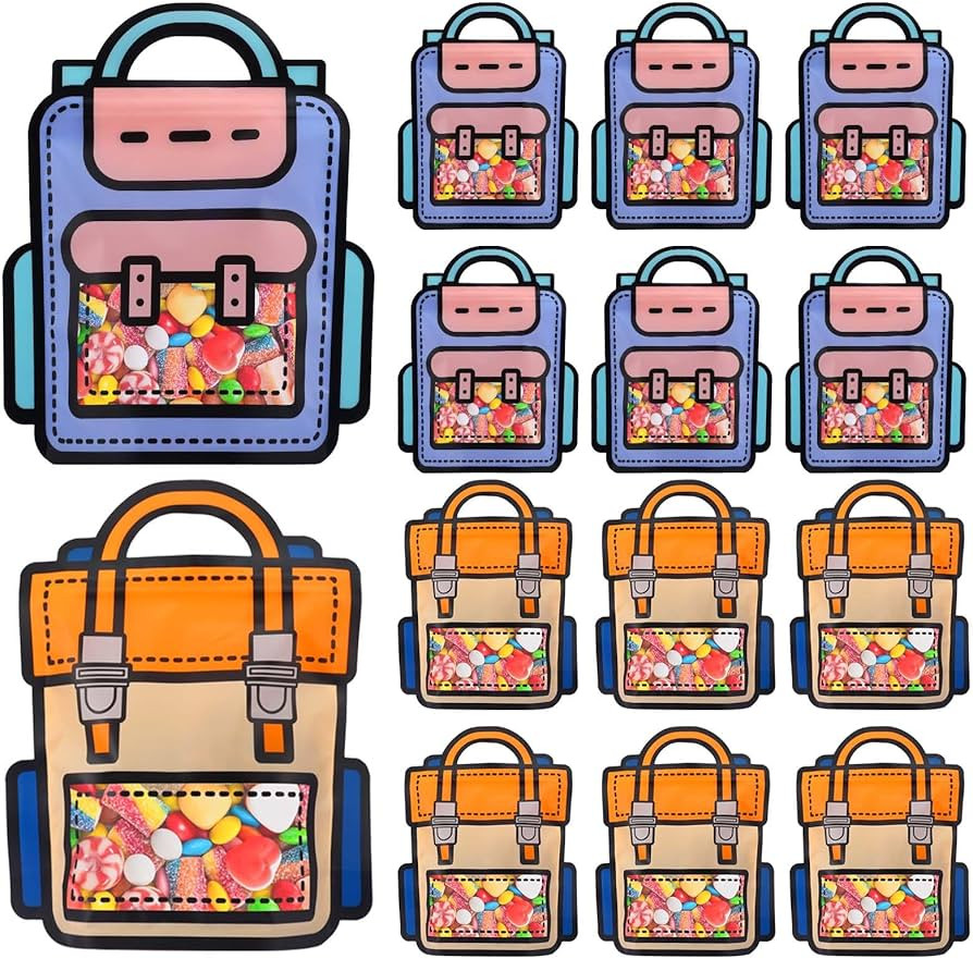 EONSUI 30 bolsas de plástico con forma de mochila de dibujos animados con asas para cumpleaños ... | Amazon (US)