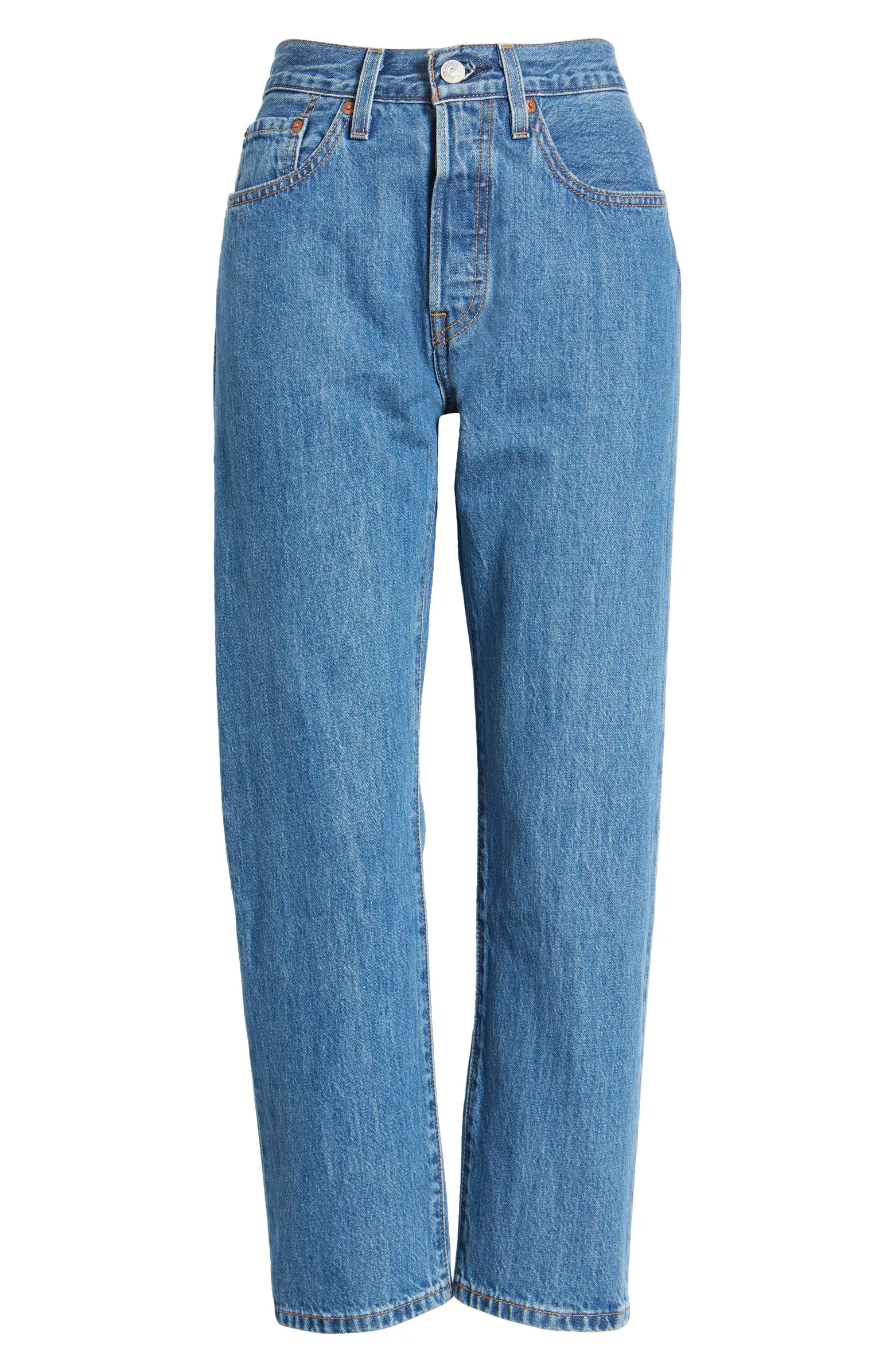 501® High Waist Raw Crop Straight Leg Jeans | Nordstrom