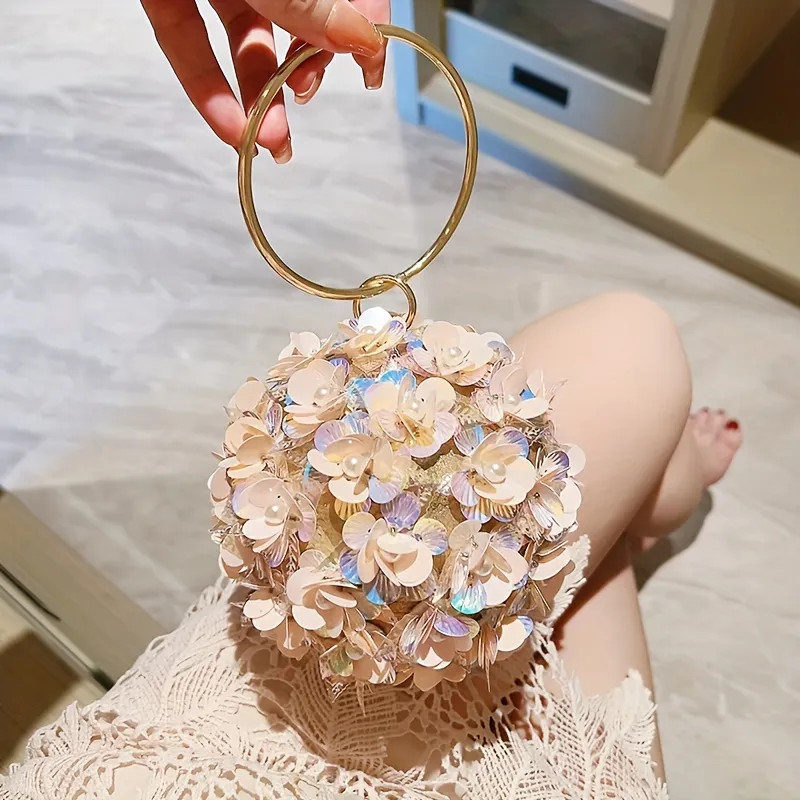 Mini Sequin Flower Evening Bag, Elegant Dinner Clutch Purse, Formal Round Banquet Handbag For Wed... | Temu Affiliate Program