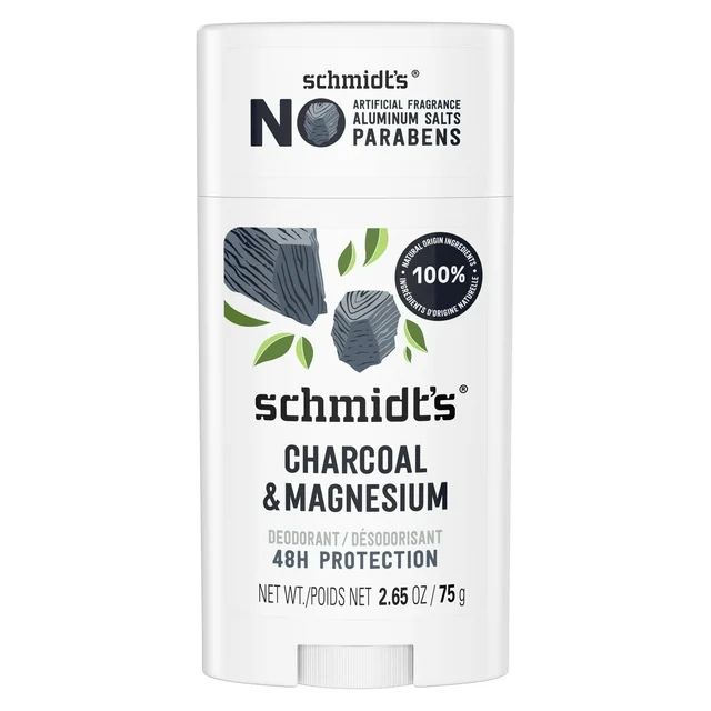 Schmidt's Charcoal & Magnesium 24 Hour Odor Protection, Aluminum-Free Vegan Deodorant, 2.65 oz | Walmart (US)