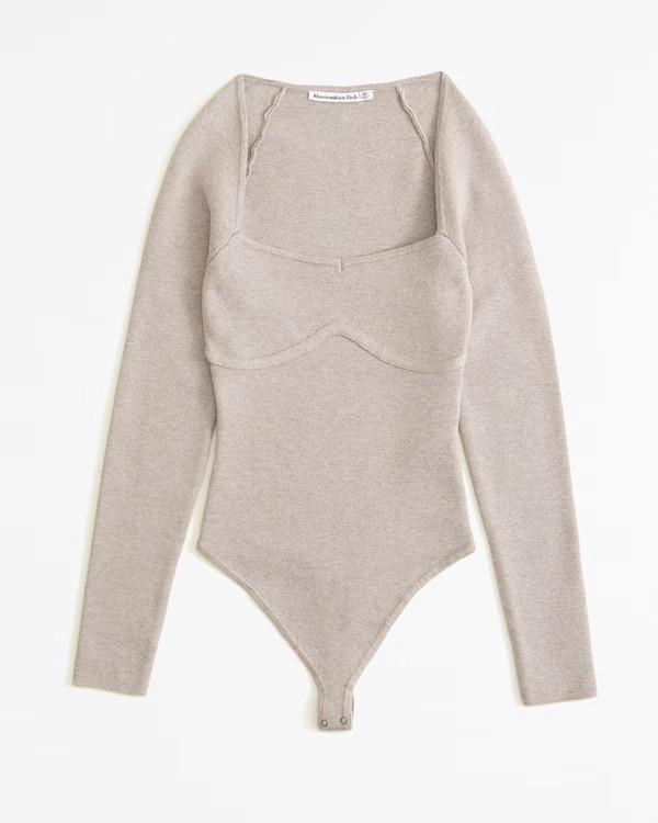 Women's Long-Sleeve Sweetheart Sweater Bodysuit | Women's Tops | Abercrombie.com | Abercrombie & Fitch (US)