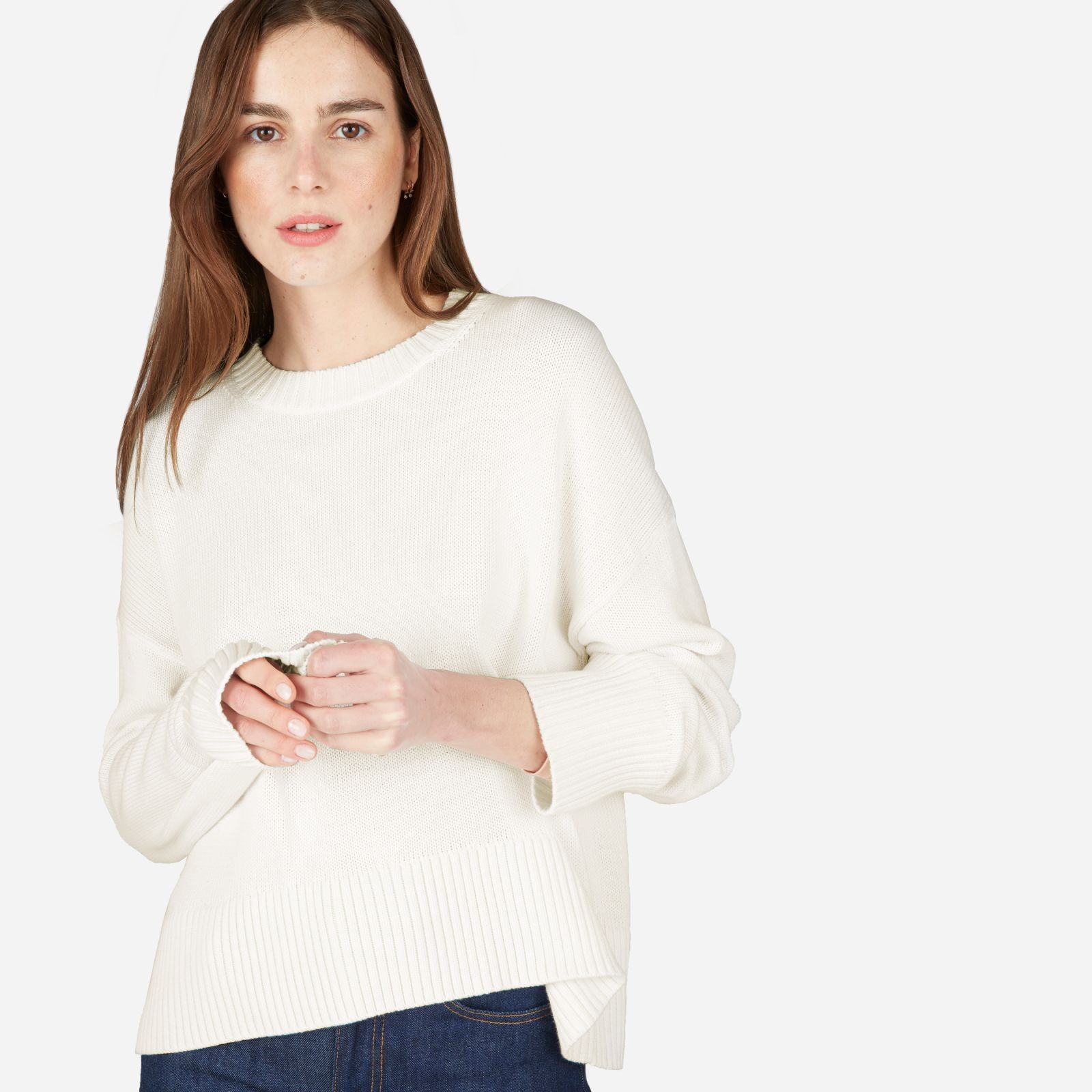 Women's Soft Cotton Square Crew Sweater by Everlane in Bone, Size XS | Everlane