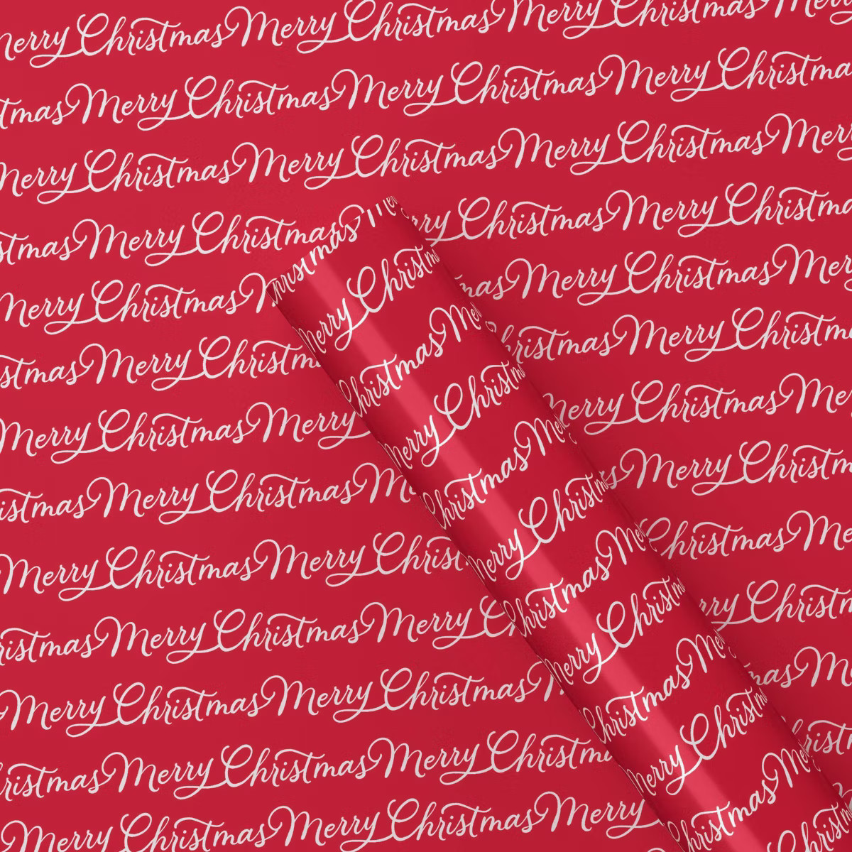 40" 220 sq ft Christmas Roll Wrap Merry Christmas on Red - Wondershop™ | Target