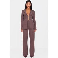 Chocolate Woven Tailored Wide Leg High Waist Pants | PrettyLittleThing US