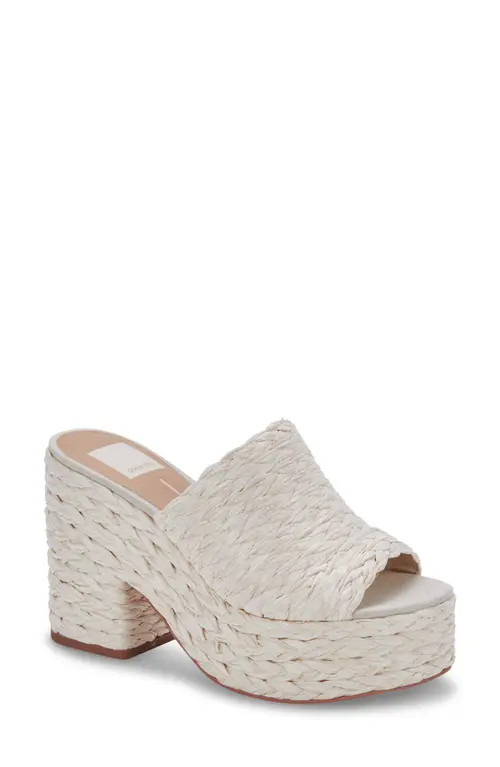 Dolce Vita Elora Platform Espadrille Sandal in Off White Raffia at Nordstrom, Size 8.5 | Nordstrom