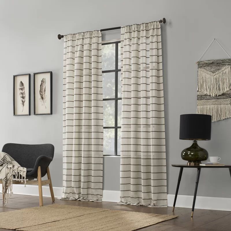Clean Window Aso Twill Stripe Anti-Dust Linen Blend Sheer Curtain Panel | Wayfair North America