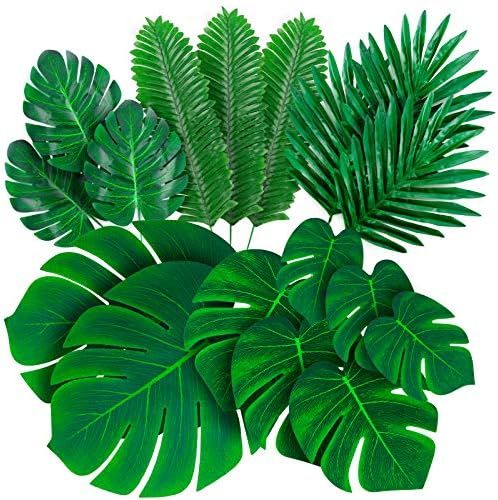 Palm Leaves Artificial Tropical Monstera - 84 Pcs 6 Kinds Large Small Green Fake Palm Leaf Decora... | Amazon (US)