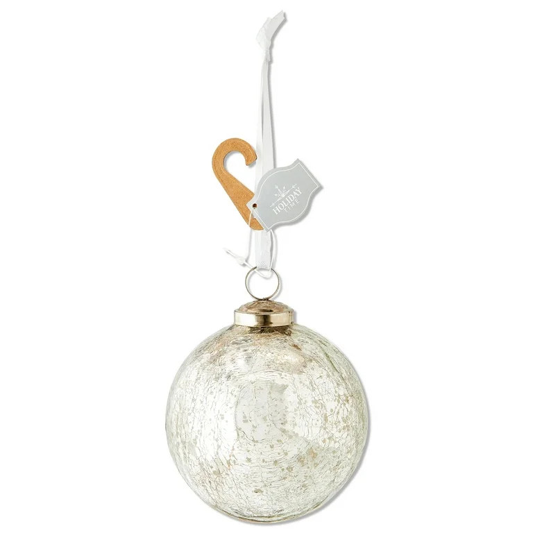 Silver Crackle Glass Ball Christmas Ornament, 4", by Holiday Time | Walmart (US)