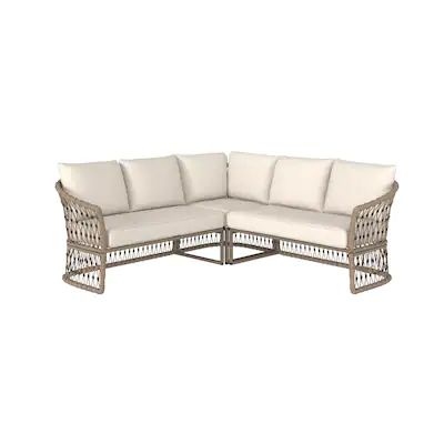 Style Selections  Avery station Wicker Outdoor Sectional with Off-white Cushion(S) and Steel Fra... | Lowe's